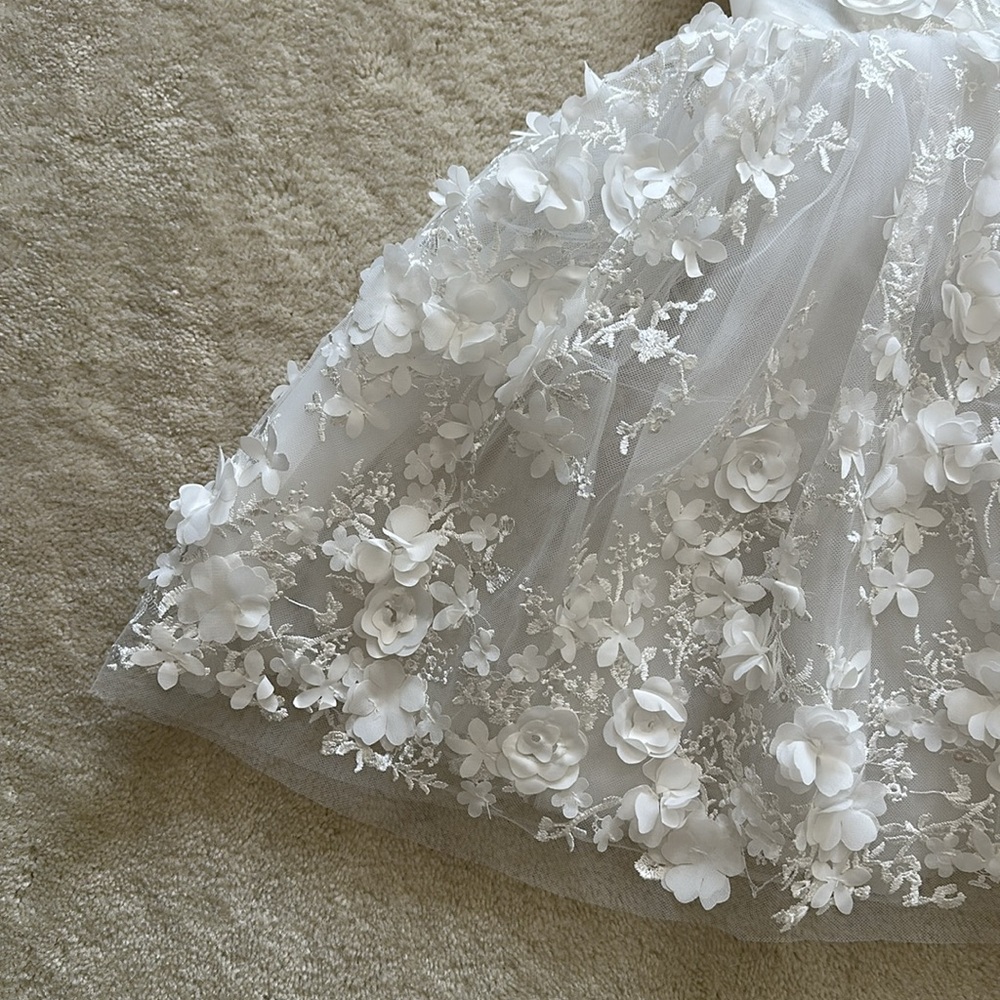 Strapless White Floral Appliqué Wedding Dress - Picture 2 of 9